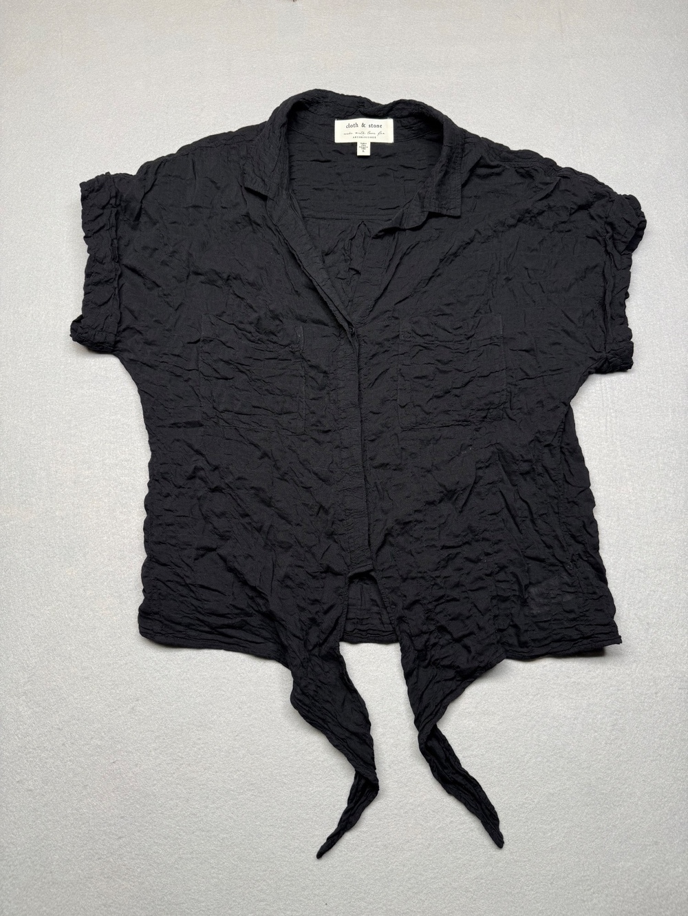 cloth & stone Button-Up Shirt Women L Black Casual